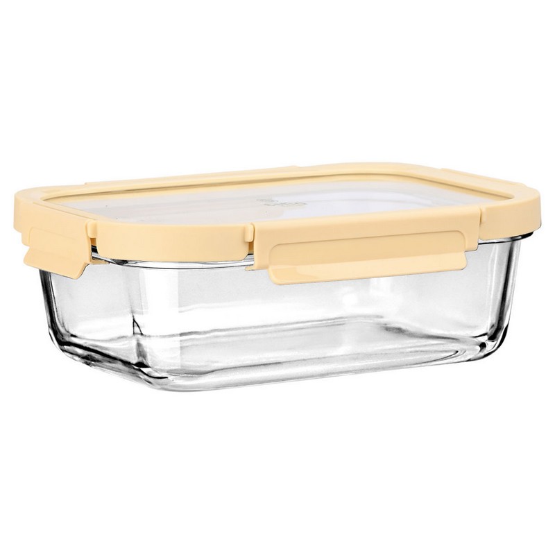 Contenitore per alimenti in vetro borosilicato con coperchio ermetico color avorio, capacità 1520 ml